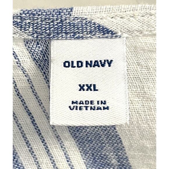 Old Navy Linen Blend Wrap Blouse Size XXL 2XL Nautical Striped Flutter Sleeves - Picture 4 of 7
